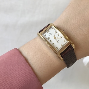 Champion Gold Tone Metal Women Watch With Brown Leather Strap, Original Box, Swiss Made, Quartz Movement, Vintage Ladies Watch