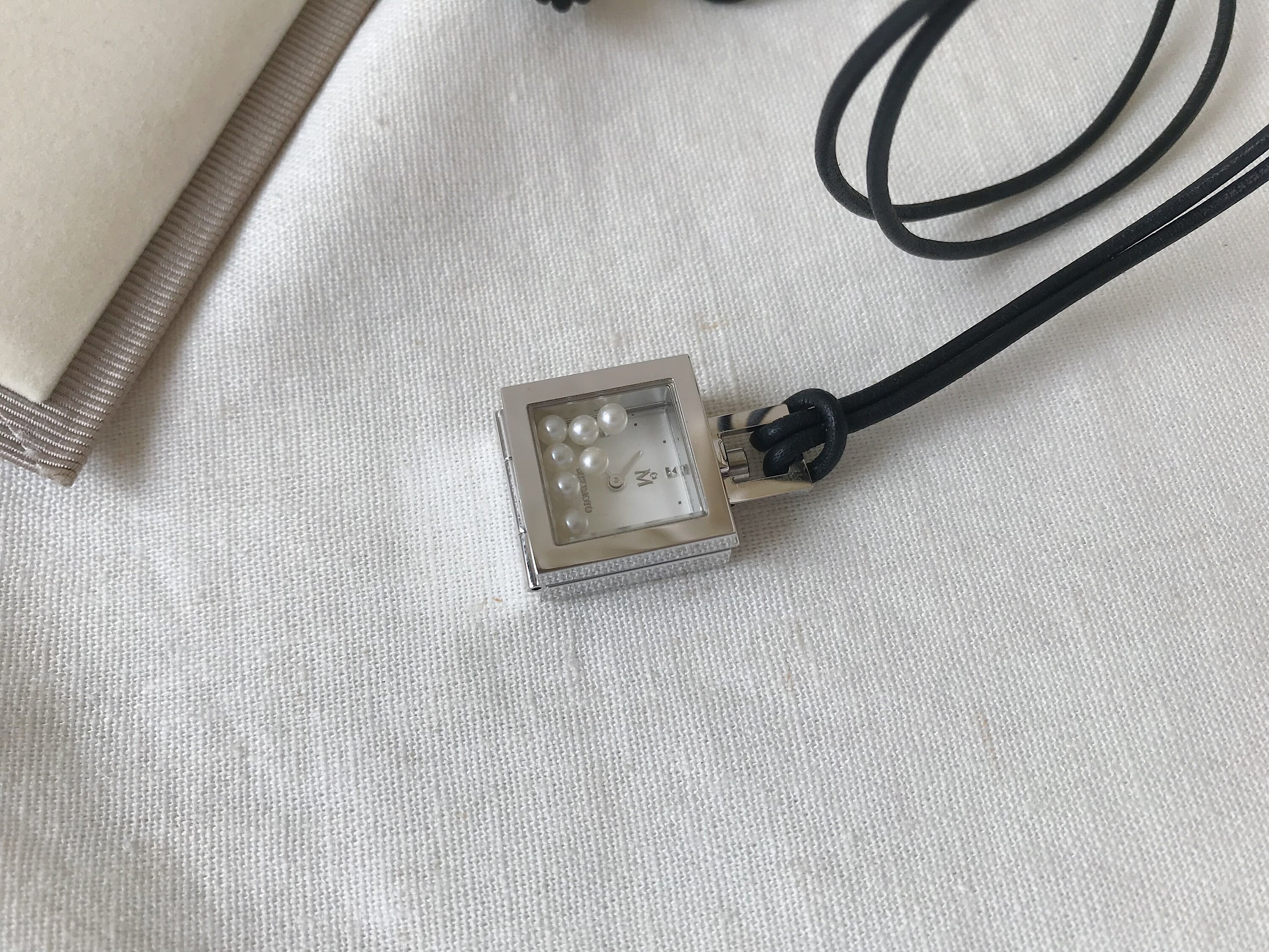 Mikimoto Stainless Steel Pearl Floating Pendant Watch, Akoya  display picture 1