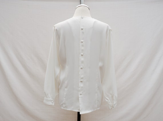 Vintage Off White Long Sleeves Blouse With Floral… - image 8