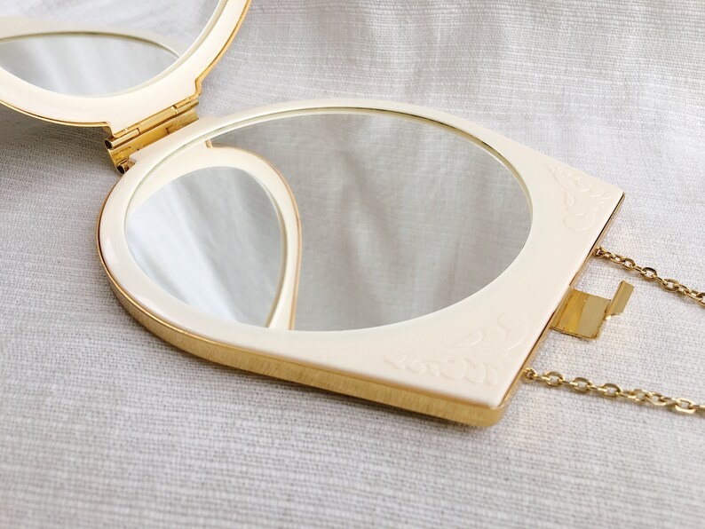 Beautiful Vintage Gold Tone Metal Purse Compact Mirror With Etsy