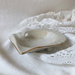 Vintage MIKIMOTO PEARL ISLAND Shell Shaped Dish/Ashtray, Ceramic Jewelry Dish, Jewelry Tray, Decorative Small Dish image 6