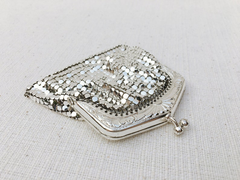 Vintage Coin Pouch Vintage Bag Vintage Silver Tone Metal Mesh Small Coin Purse Mesh Pouch Wallet Pocket Coin