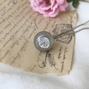 Vintage ROVANO Silver Tone Metal Ball Shaped Pendant Watch With Chain Necklace, 17 Jewels Mechanical Hand Wind Watch, Swiss Made