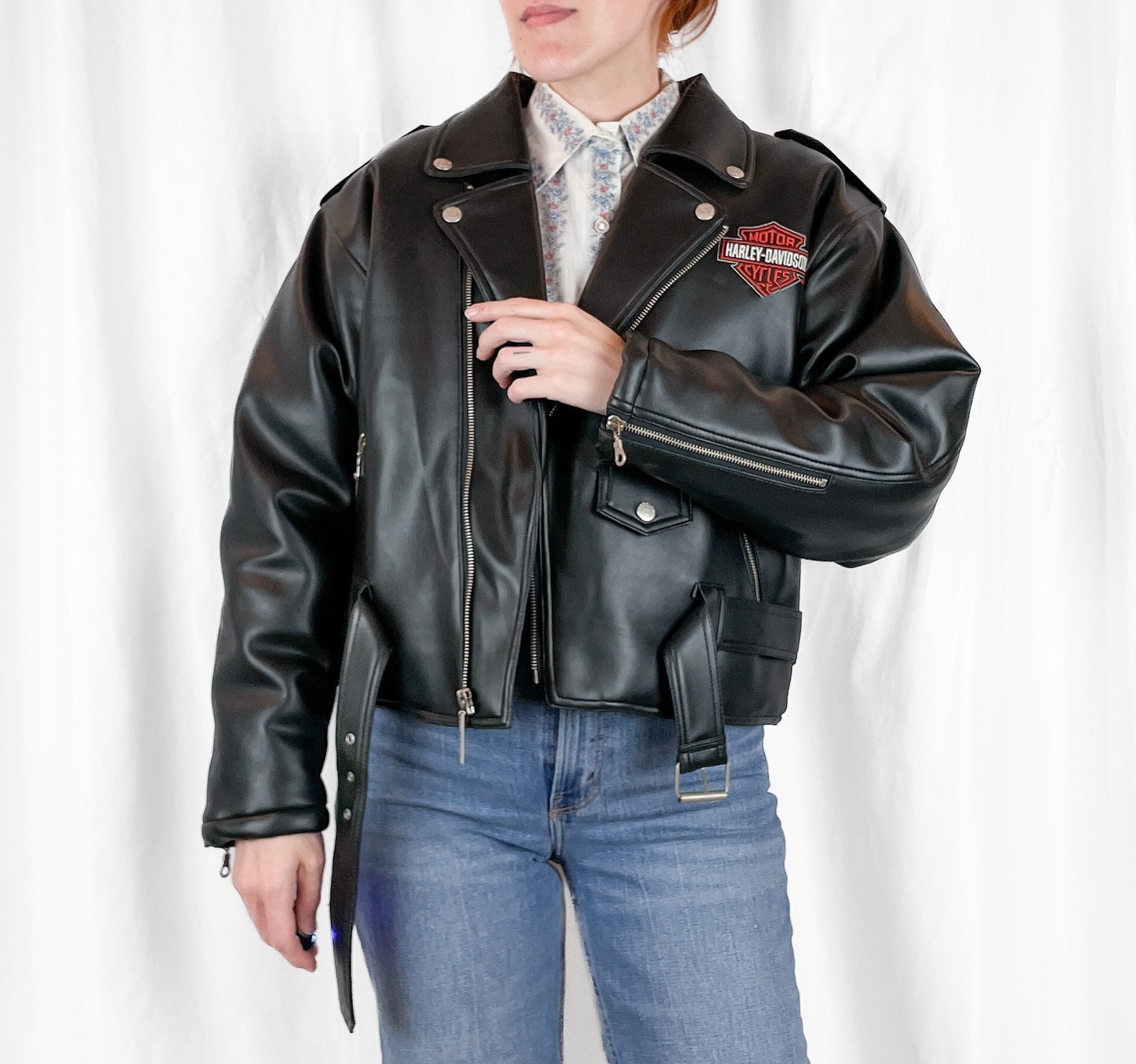 Vintage Harley Davidson Milwaukee WI Leather Colorblock Bomber
