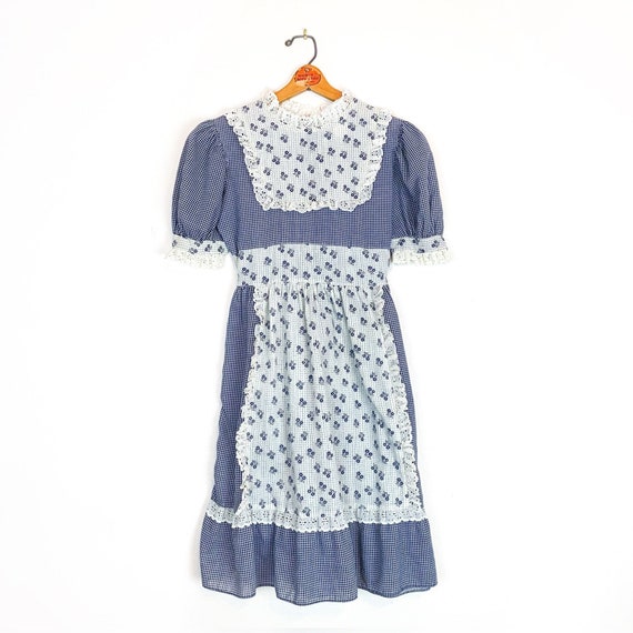 Vintage Dress | Navy Blue and White | Floral and P