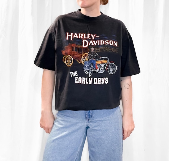 Harley Davidson Tee Shirt | Single Stitch | Black Cotton Vintage