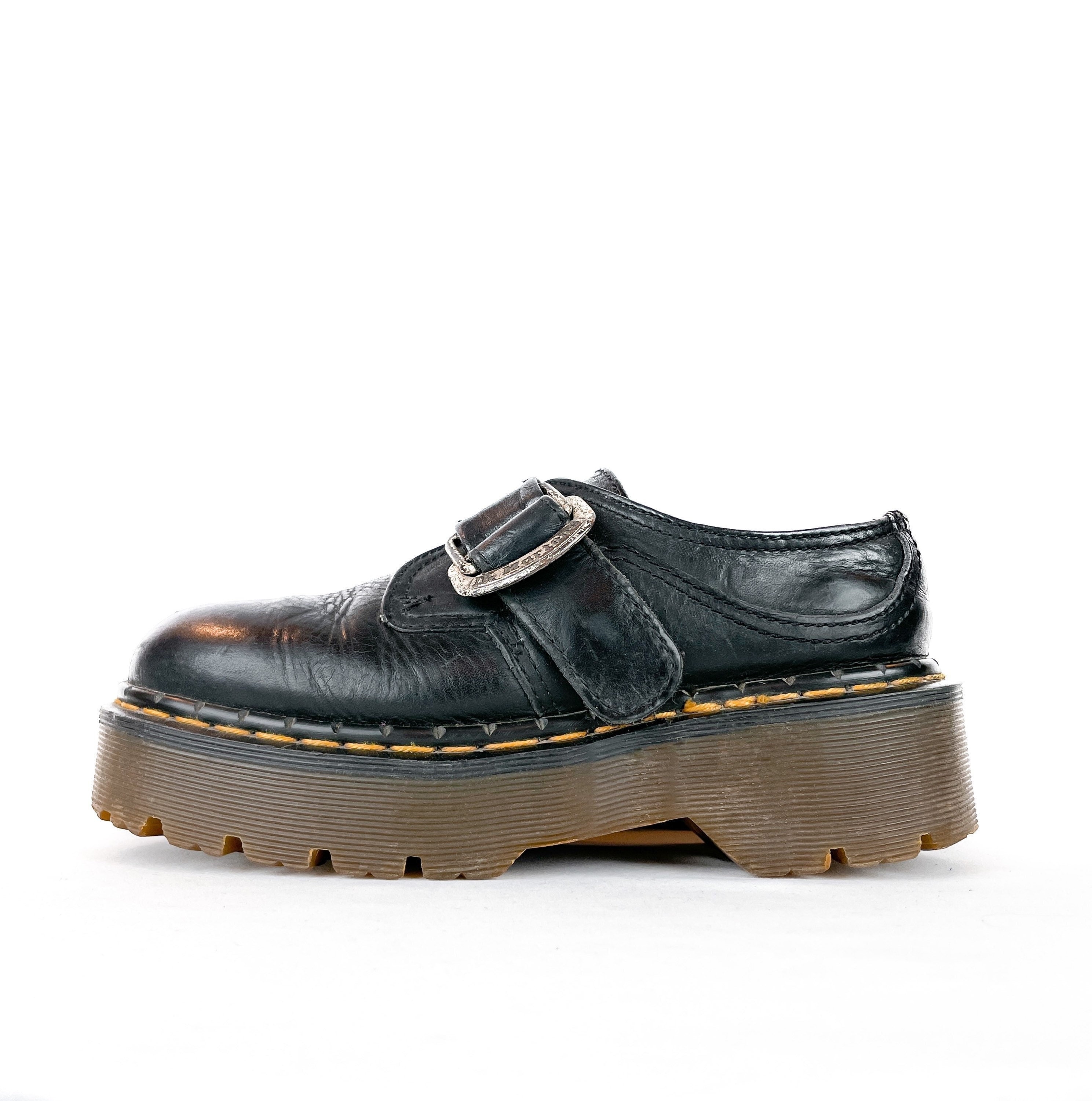 Monk Strap Dr Martens Vintage 90s Chunky Shoes 8314 Black Leather
