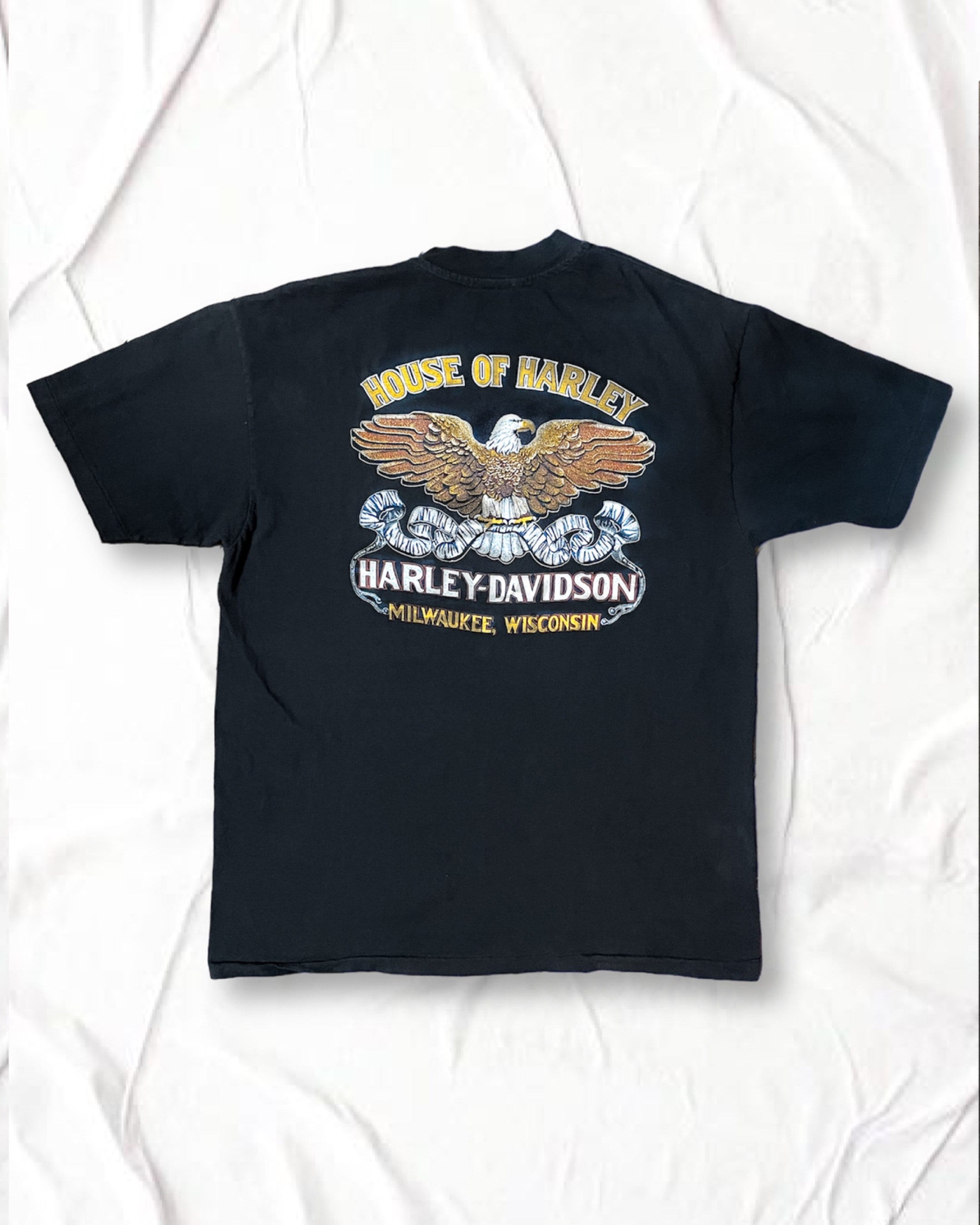 し*け様 80s　ハーレーダビットソン　シングルステッチ　Tシャツ　黒 80s Hanes ビンテージ ハーレーダビッドソン Tシャツ サイドバルブ