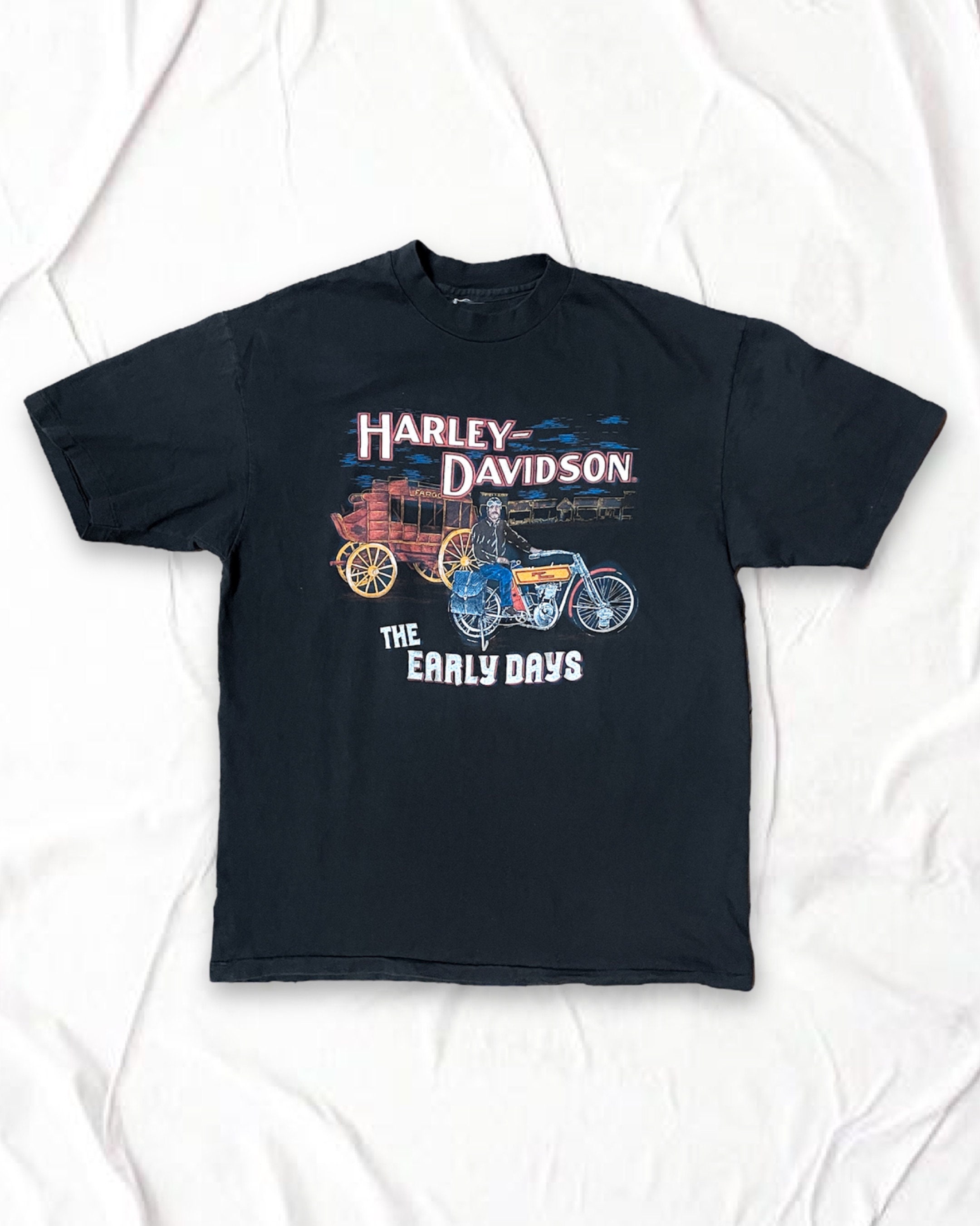 Harley Davidson Tee Shirt | Single Stitch | Black Cotton Vintage