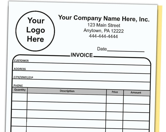 Custom 2-part Invoice Form 8.5 X 5.5 Inches - NCR 2-part Personalized ...