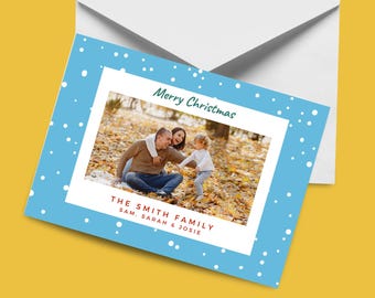 Personalized Holiday Christmas Cards with Custom Photo 5x7 - Custom Cards & White Envelopes