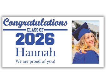 Class of 2026 Graduation Banner, Custom Photo Personalized - Big Grad Party Banner