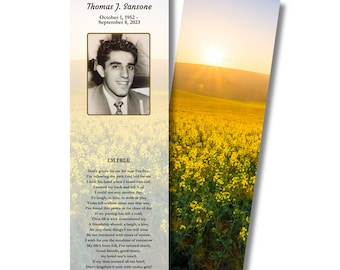 Funeral Memorial Prayer Bookmarks - Custom Personalized Photo and Prayer - (PRINTED AND SHIPPED)