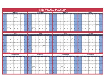 2025 Large Wall Dry Erase Office Calendar/Yearly Planner 24"x36"