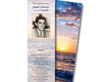Funeral Memorial Prayer Bookmarks - Custom Personalized Photo and Prayer - (PRINTED AND SHIPPED)