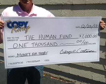 Custom Logo Large Dry Erase Presentation Check, Reusable Jumbo Checks Rollable 18" x 36"