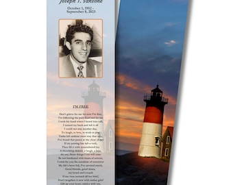 Funeral Memorial Prayer Bookmarks - Custom Personalized Photo and Prayer - (PRINTED AND SHIPPED)