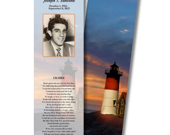 Funeral Memorial Prayer Bookmarks - Custom Personalized Photo and Prayer - (PRINTED AND SHIPPED)