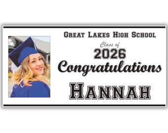 Class of 2026 Graduation Banner, Custom Photo Personalized - Big Grad Party Banner
