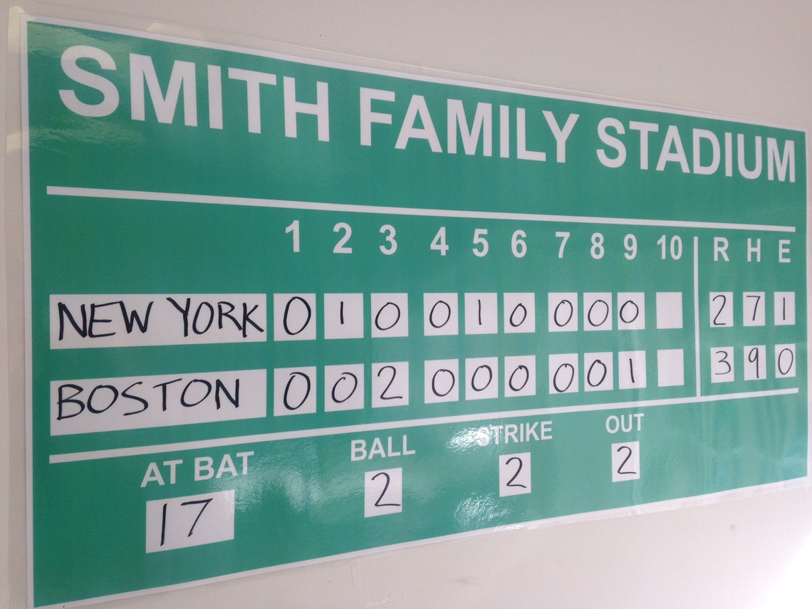 Large Dry Erase Custom Baseball Scoreboard 2ft x 4ft Etsy