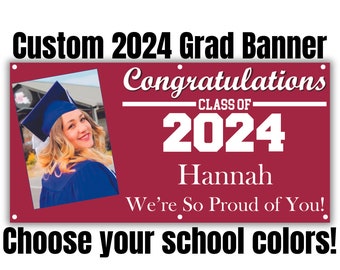 Class of 2024 Graduation Banner, Custom Photo Personalized - Vinyl Outdoor Banner