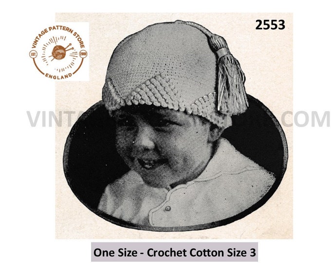 Edwardian crochet patterns, Toddlers Edwardian bed cap crochet pattern - PDF download 2553