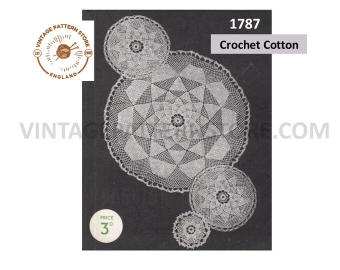 30s vintage circular round floral rose doily doiles pdf crochet pattern Instant PDF download 1787