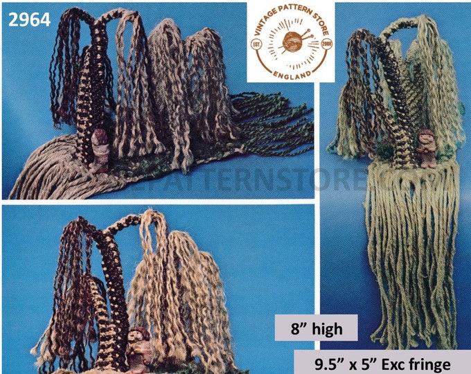 70s vintage fun macrame ornament willow tree sculpture pdf macrame pattern 9.5" by 5" by 8" high Instant PDF download 2964