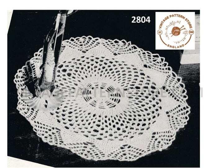 40s vintage circular round arrowhead lace lacy doily doilies table mat pdf crochet pattern Instant PDF download 2804