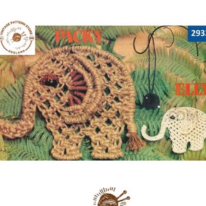 70s vintage easy to make macrame elephant necklace jewellery jewelry pdf macrame pattern Instant PDF Download 2933