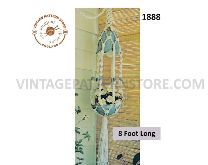 PDF macrame pattern, Lighted macrame plant hanger pattern, 70s macrame pattern - 8 foot Long - Easy instructions - PDF download 1888