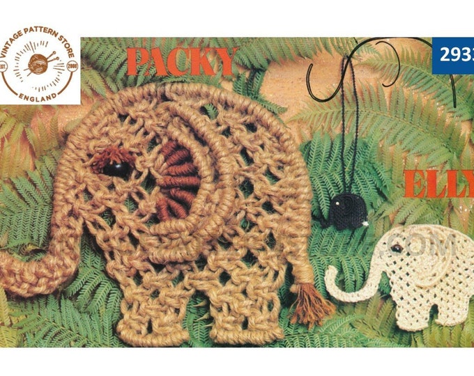 70s vintage easy to make macrame elephant necklace jewellery jewelry pdf macrame pattern Instant PDF Download 2933