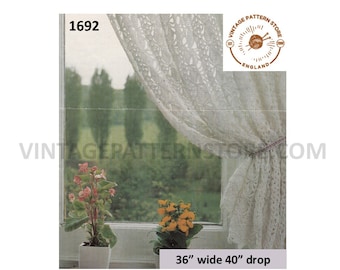 70s vintage crochet lacy lace net curtain pdf crochet pattern 36" wide 40" drop Instant PDF Download 1692