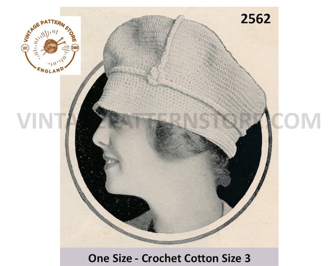 Ladies Womens vintage antique Edwardian cap hat pdf crochet pattern one size Instant PDF download 2562