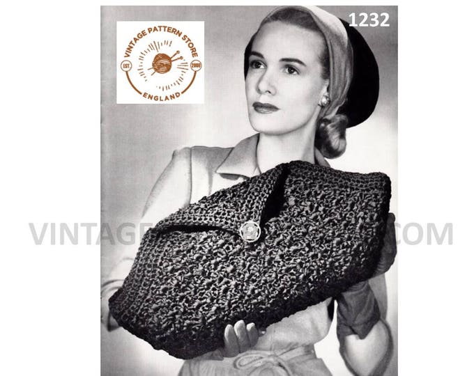 Ladies Womens 30s vintage large evening envelope clutch bag purse pdf crochet pattern One Size Instant PDF download 1232