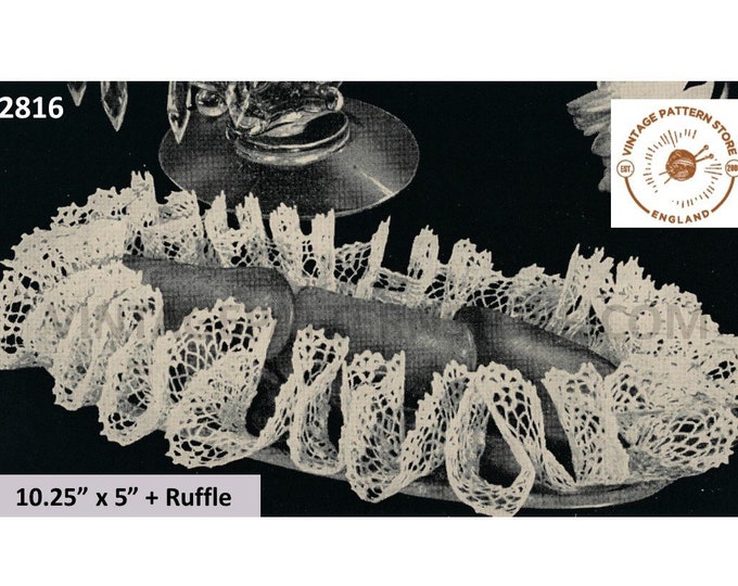 Oval doily crochet patterns, Ruffle edge doily crochet patterns, 40s crochet doily patterns - oval 10.75 x 5", round 7.5" PDF download 2816