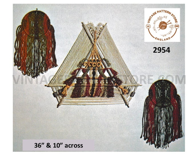 70s vintage North Americna Indian dream catcher and macrame wall hanging pdf macrame pattern 36" and 10" Instant PDF download 2954