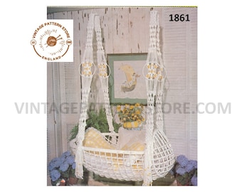 70s Vintage Suspension Baby Cradle Macrame Pattern, Cot Crib (PDF Download)