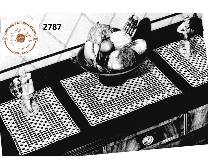 40s vintage easy to crochet rectangular doily doilies table mat pdf crochet pattern 11.5" by 14" & 8" by 11.5" Instant PDF download 2787
