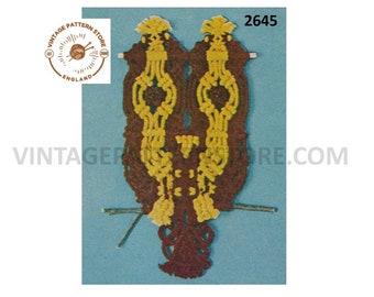 70s vintage beginners easy to make macrame wall hanging owl pdf macrame pattern Instant PDF download  2645