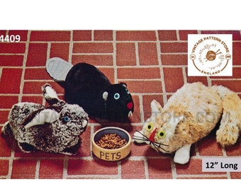 70s Vintage Beaver Rabbit & Cat Sewing Pattern, (PDF Pattern)