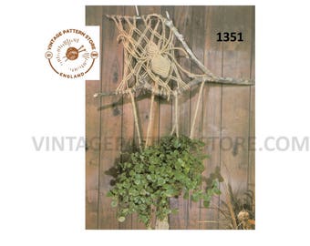 70s vintage driftwood macrame plant hanger pdf macrame pattern 70s vintage retro Indoor garden Instant PDF Download 1351