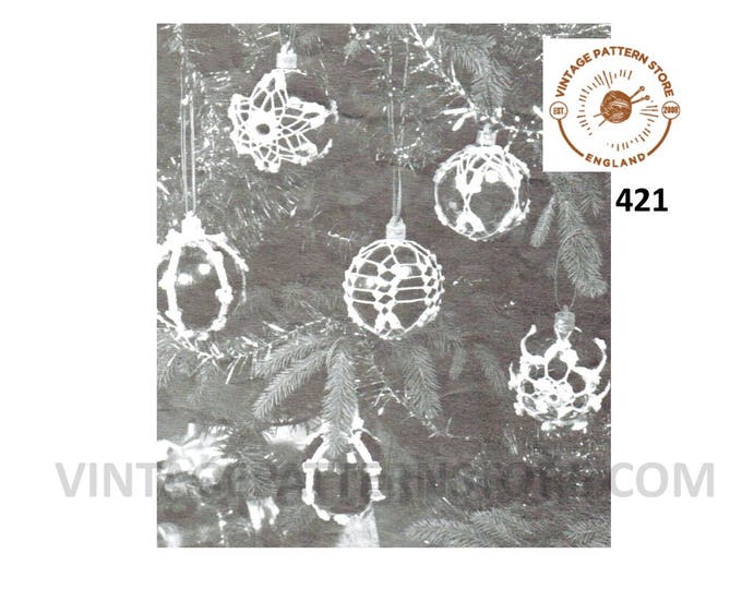 70s vintage easy to crochet Christmas Holiday bauble cover tree decoration ornament pdf crochet pattern Instant PDF download 421