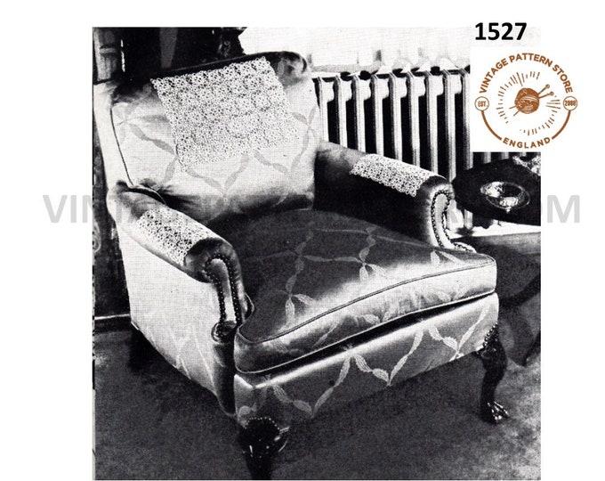 40s vintage settee sofa chair back and arm rest protector covers pdf crochet pattern 11" by 15" & 6.5" by 11" Instant PDF Download 1527