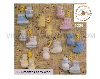 Baby Booties Knitting Pattern, 8 Designs (PDF Pattern)