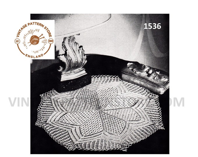 40s vintage retro octagonal lacy lace doily doilies table mat pdf crochet pattern Instant PDF Download 1536
