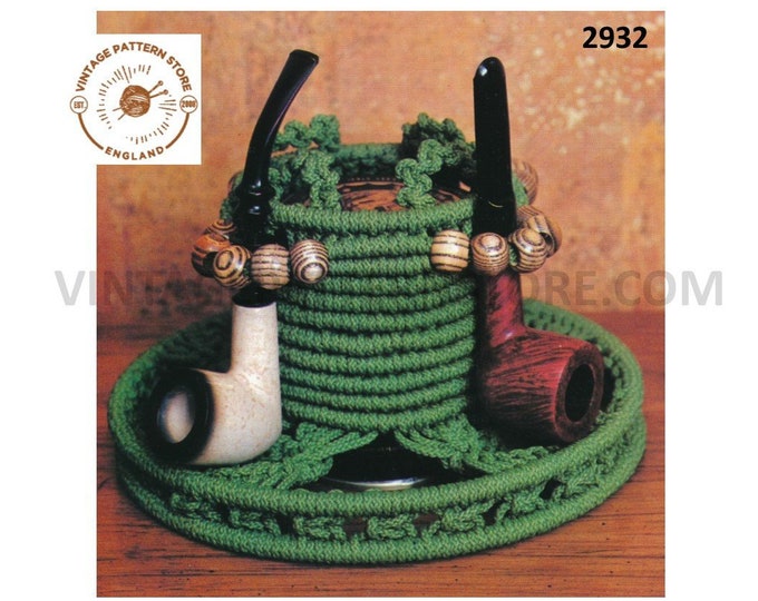 70s vintage unusual Macrame pipe rack pdf macrame pattern Instant PDF Download 2932