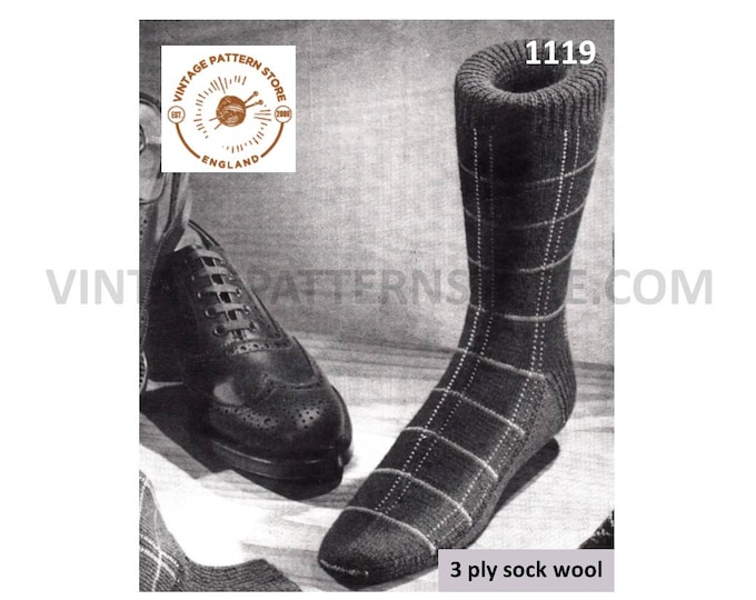 Plaid socks knitting pattern, Ladies Mens traditional plaid Scottish socks pattern, 3 ply sock patterns - PDF download 1119