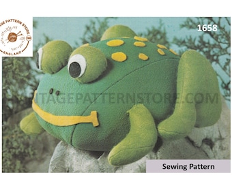 80s vintage cuddly toy frog toad weighted doorstop pdf sewing pattern makes to desired size Instant PDF Download 1658