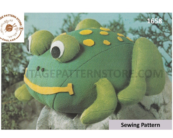 80s vintage cuddly toy frog toad weighted doorstop pdf sewing pattern makes to desired size Instant PDF Download 1658